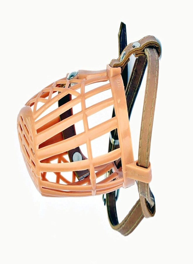 Pups&Pets Adjustable Muzzle Cum Mouth Cover/Basket Cage Collar for Dog (Beige, Size-4), Small - Image 2